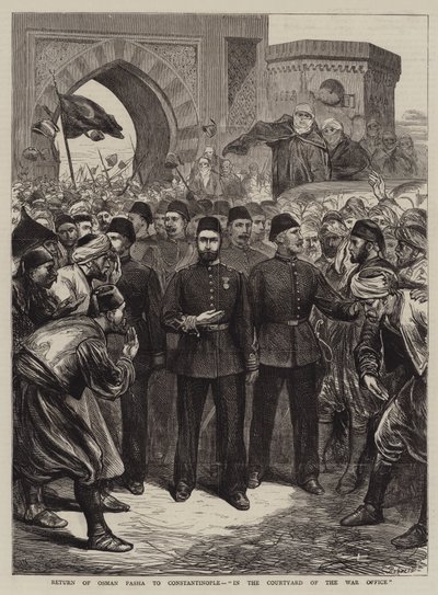 Retorno de Osman Pasha a Constantinopla, en el Patio del Ministerio de Guerra de Joseph Nash